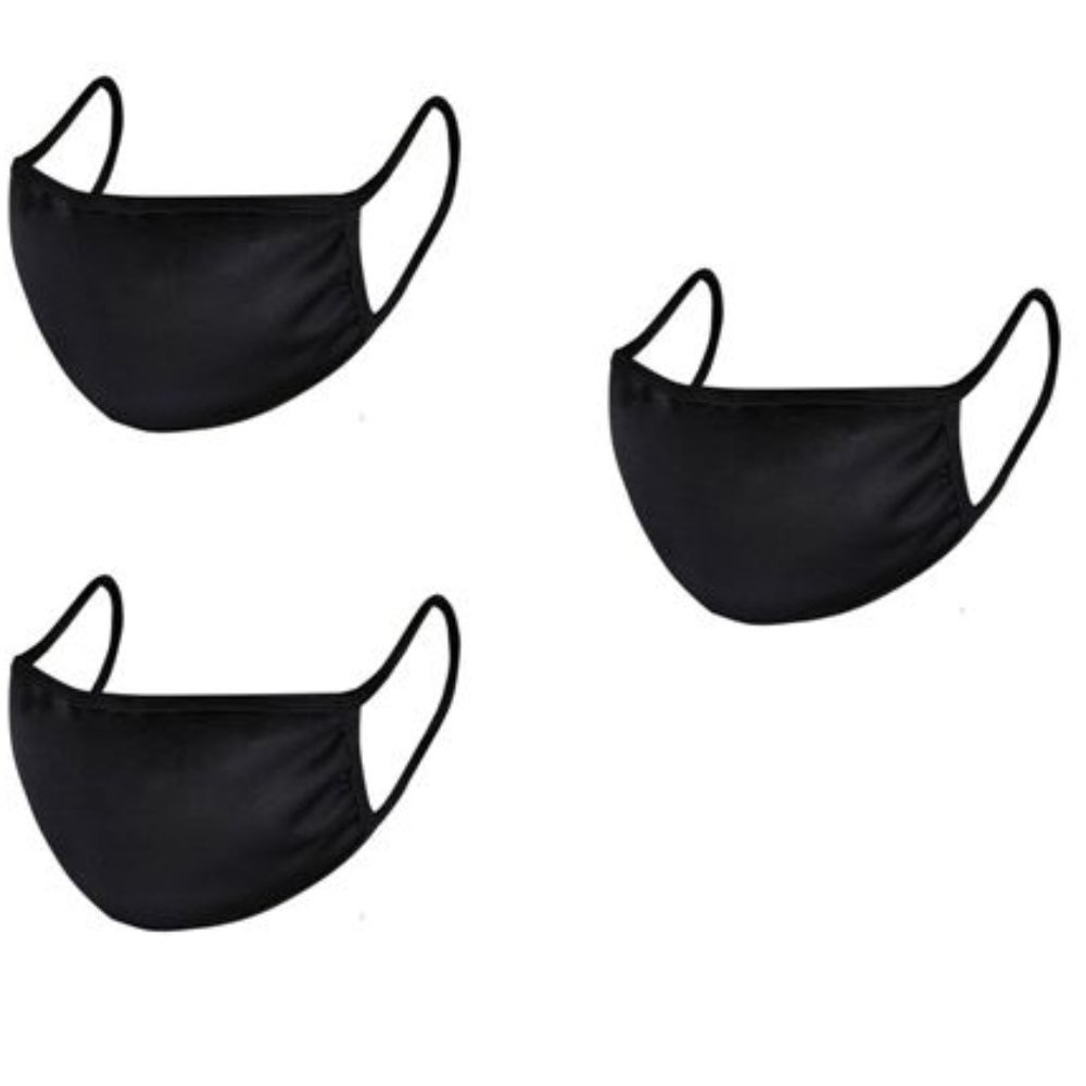 set of 3 washable black unisex facemask